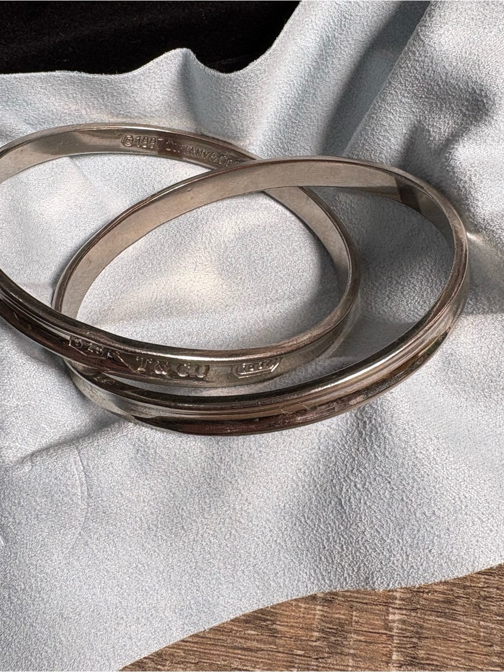 Tiffany & Co. 1837 Double Interlocking Bangle Bracelet Sterling Silver 925